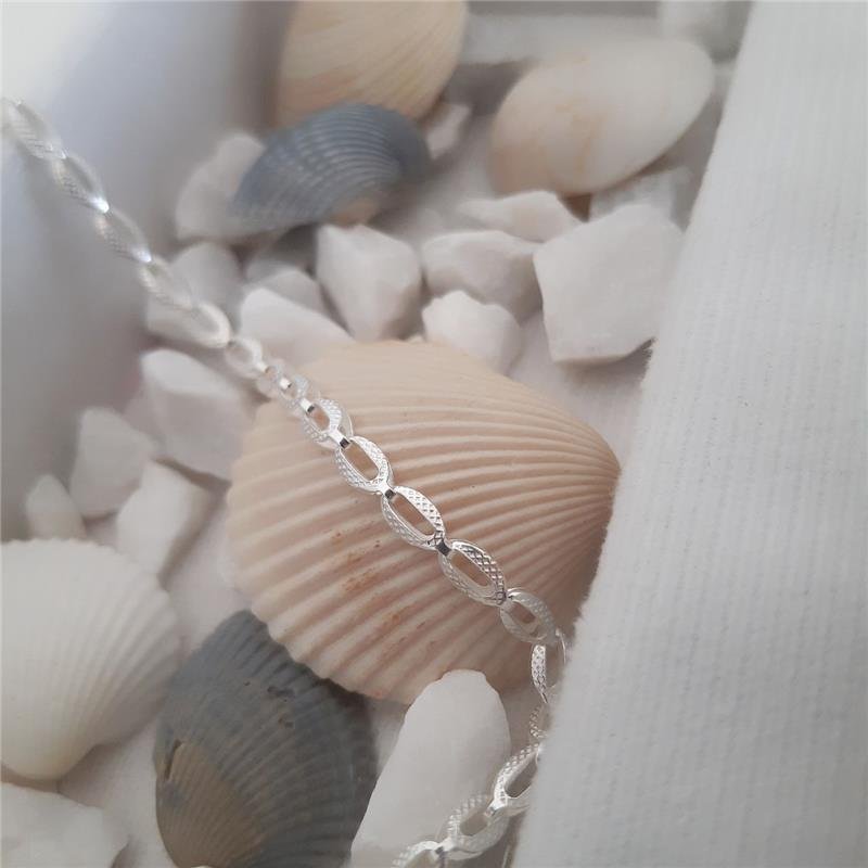 PULSEIRA PRATA 925 ELOS OVAL DUPLO VAZADO