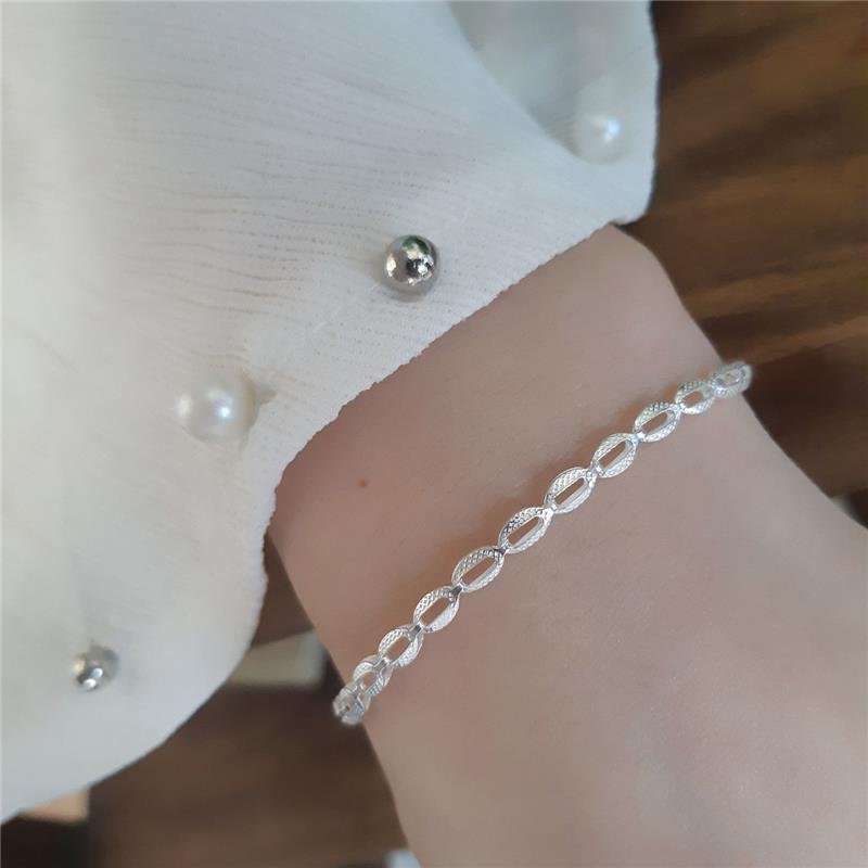 PULSEIRA PRATA 925 ELOS OVAL DUPLO VAZADO