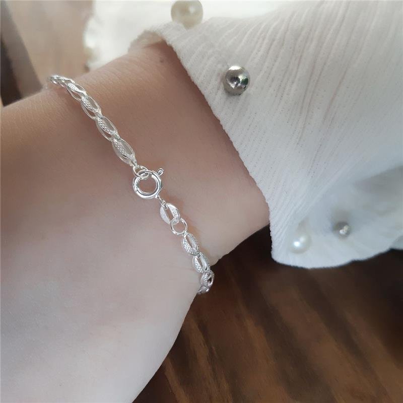 PULSEIRA PRATA 925 ELOS OVAL DUPLO VAZADO