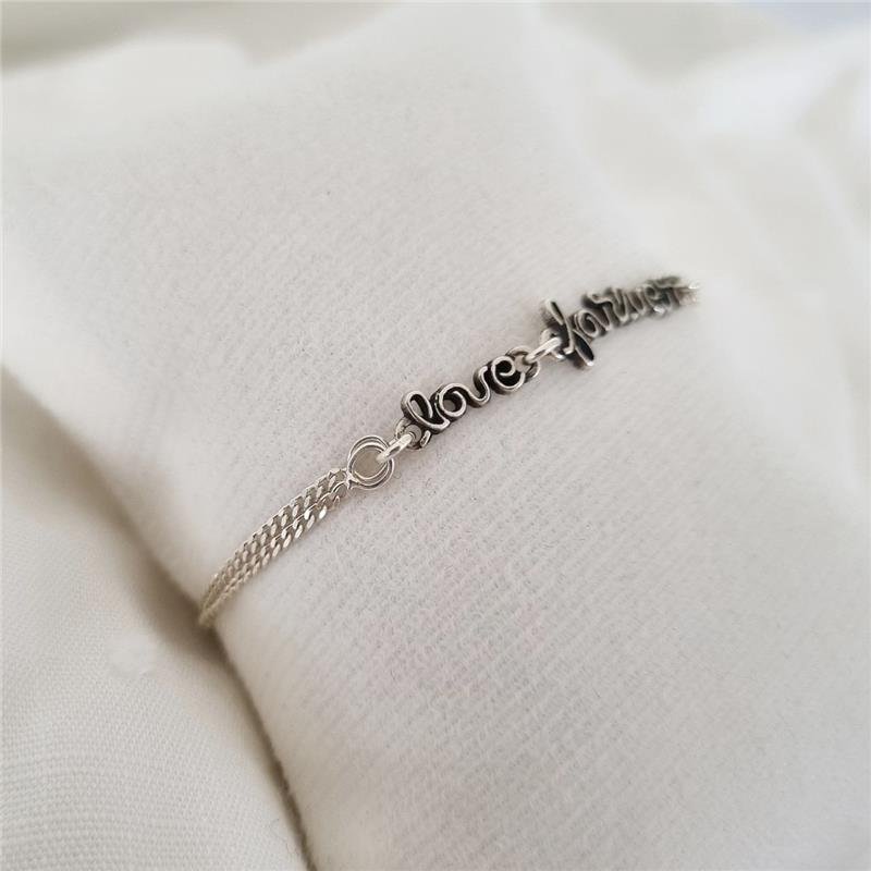 PULSEIRA PRATA 925 ESCRITA LOVE FOREVER