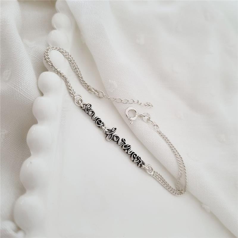 PULSEIRA PRATA 925 ESCRITA LOVE FOREVER