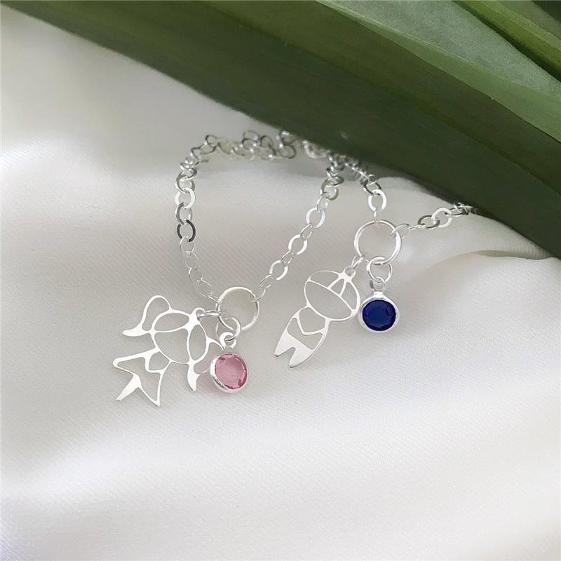 PULSEIRA PRATA 925 FILHA MENINA PEDRA ROSA