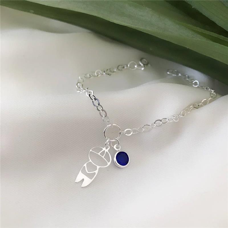 PULSEIRA PRATA 925 FILHO MENINO PEDRA AZUL