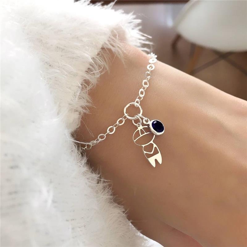 PULSEIRA PRATA 925 FILHO MENINO PEDRA AZUL