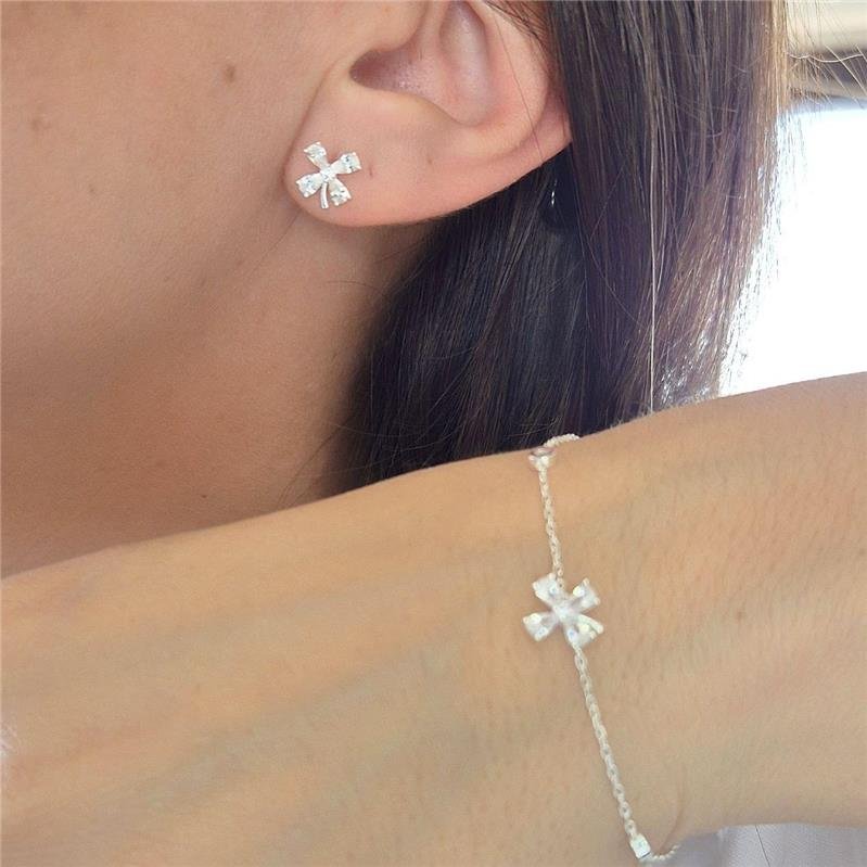 PULSEIRA PRATA 925 FLOR CRAVEJADA PONTO LUZ
