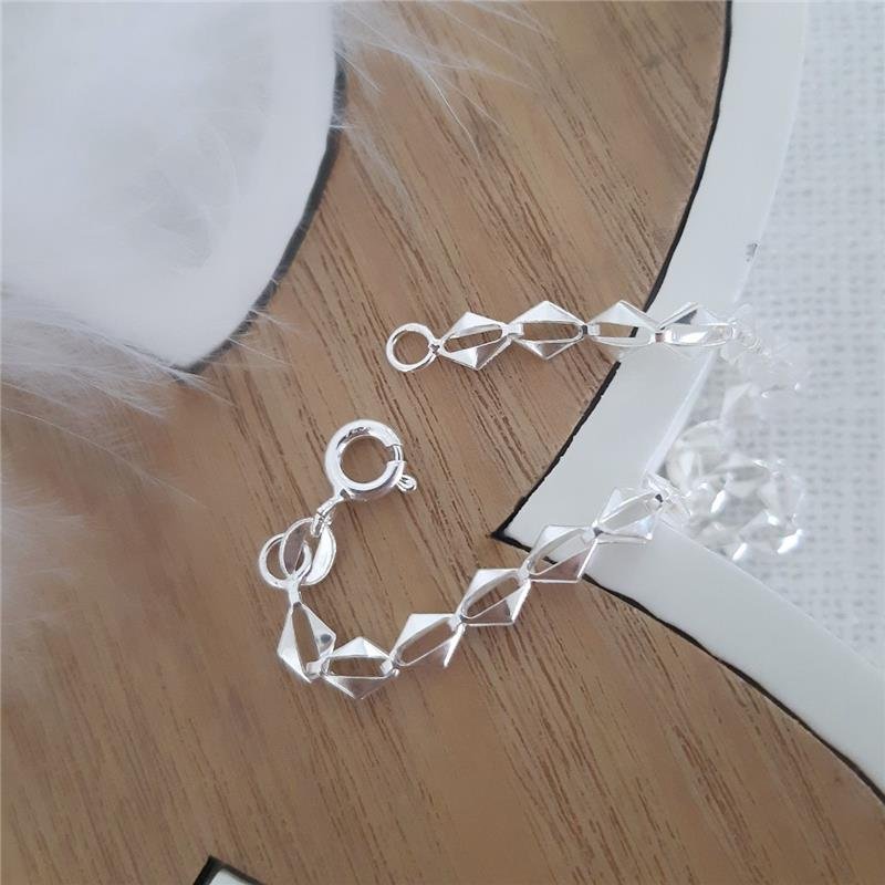 PULSEIRA PRATA 925 GEOMÉTRICO LOSANGOS DUPLO VAZADOS