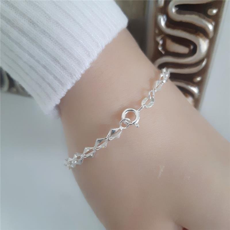 PULSEIRA PRATA 925 GEOMÉTRICO LOSANGOS DUPLO VAZADOS