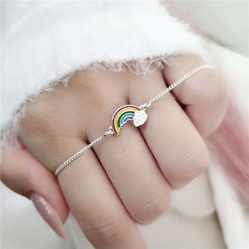 PULSEIRA PRATA 925 INFANTIL ARCO ÍRIS