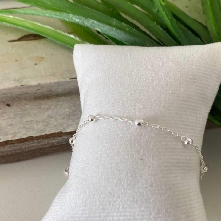PULSEIRA PRATA 925 INFANTÍL BOLINHAS