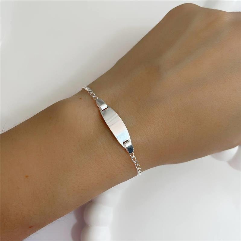 PULSEIRA PRATA 925 INFANTIL MASCULINA PLACA LISA
