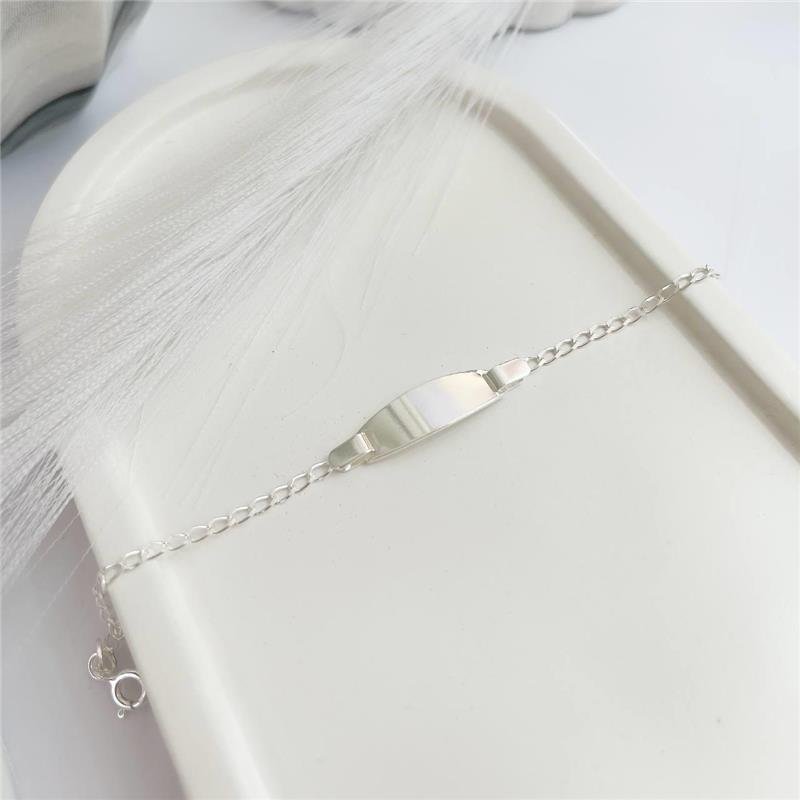 PULSEIRA PRATA 925 INFANTIL MASCULINA PLACA LISA