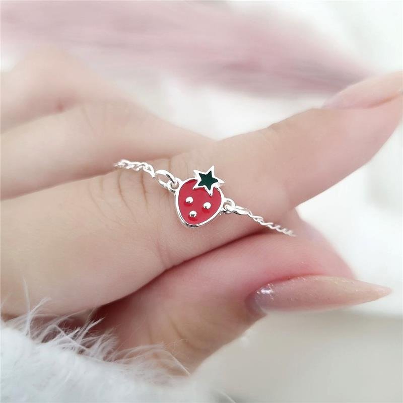 PULSEIRA PRATA 925 INFANTIL MORANGO