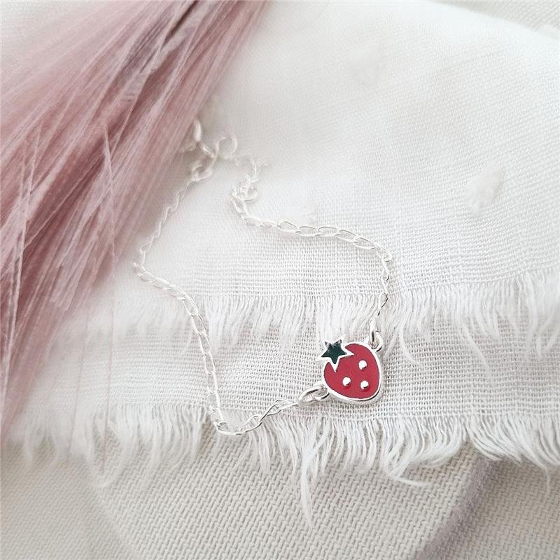 PULSEIRA PRATA 925 INFANTIL MORANGO