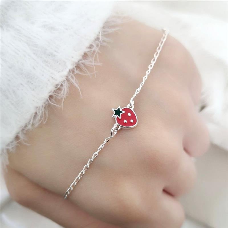 PULSEIRA PRATA 925 INFANTIL MORANGO