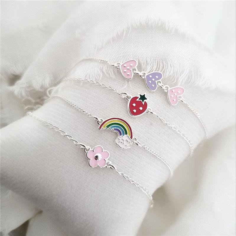 PULSEIRA PRATA 925 INFANTIL MORANGO