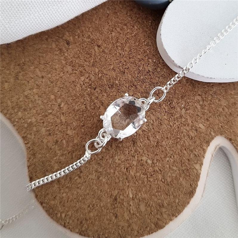 PULSEIRA PRATA 925 INFANTIL PEDRA OVAL