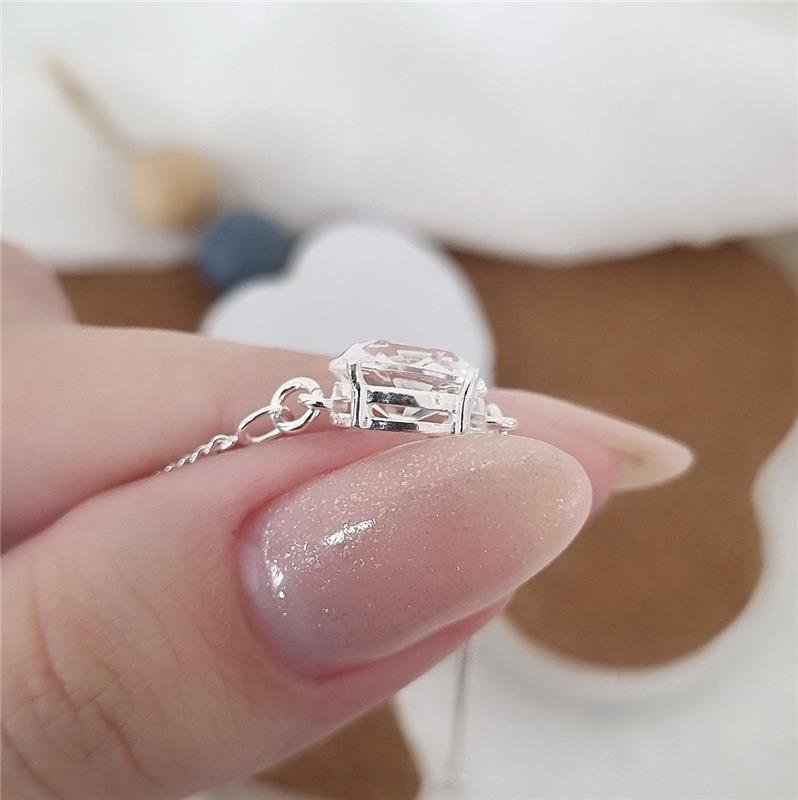 PULSEIRA PRATA 925 INFANTIL PEDRA OVAL