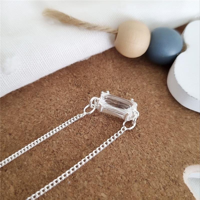 PULSEIRA PRATA 925 INFANTIL PEDRA RETANGULAR