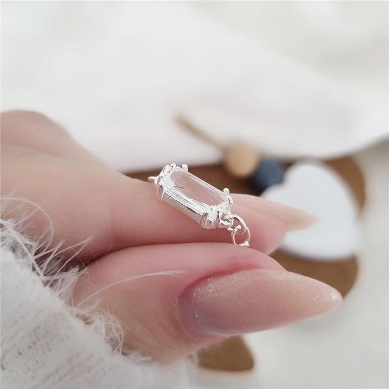 PULSEIRA PRATA 925 INFANTIL PEDRA RETANGULAR