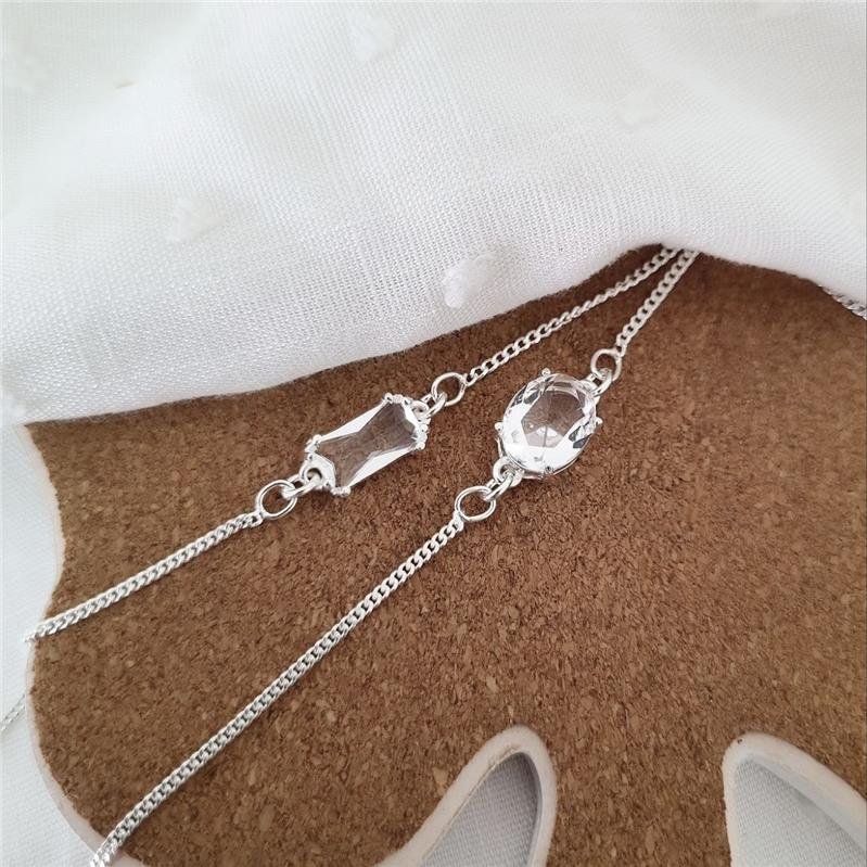 PULSEIRA PRATA 925 INFANTIL PEDRA RETANGULAR