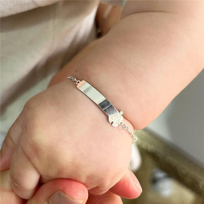 PULSEIRA PRATA 925 INFANTIL PLACA NOSSA SENHORA LATERAL