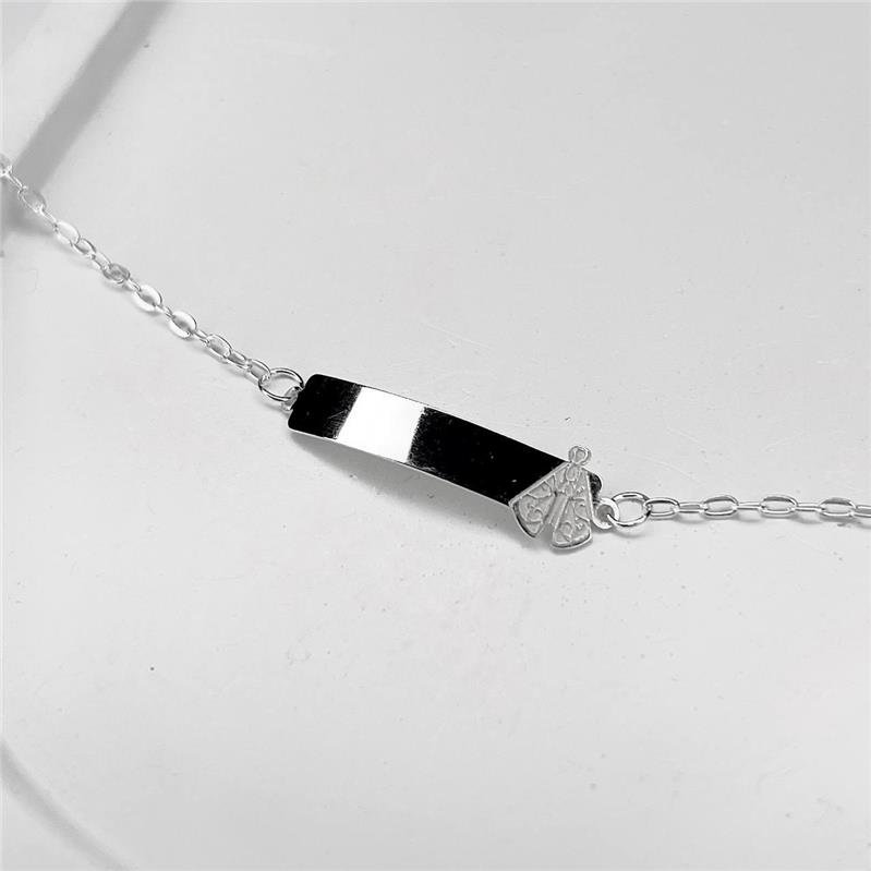 PULSEIRA PRATA 925 INFANTIL PLACA NOSSA SENHORA LATERAL