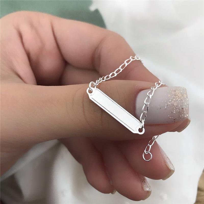 PULSEIRA PRATA 925 INFANTIL PLAQUINHA COM BORDA