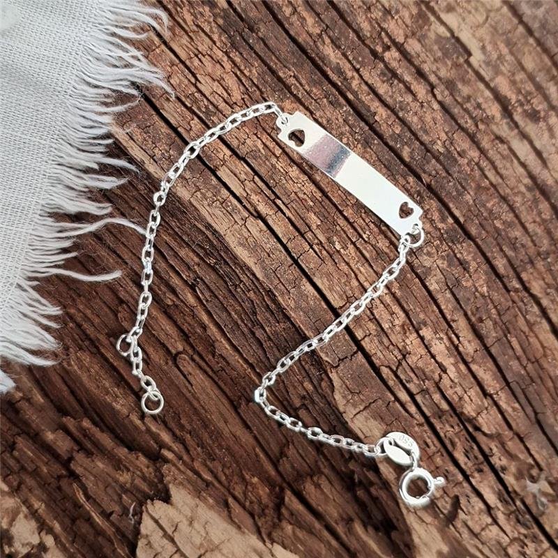 PULSEIRA PRATA 925 INFANTIL PLAQUINHA CORAÇÃO