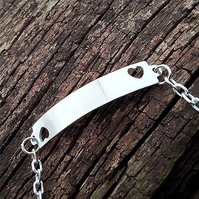 PULSEIRA PRATA 925 INFANTIL PLAQUINHA CORAÇÃO