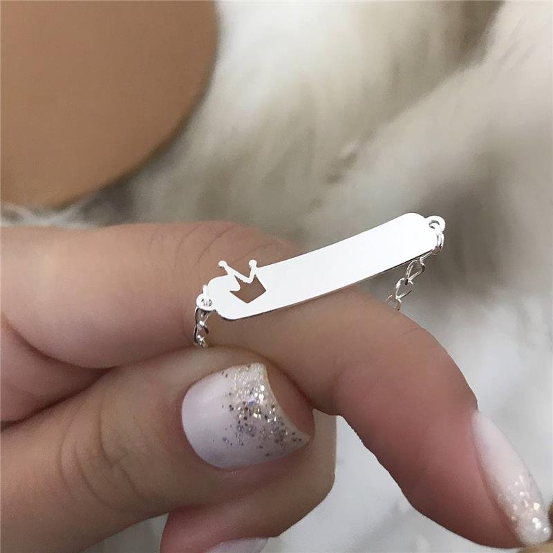 PULSEIRA PRATA 925 INFANTIL PLAQUINHA COROA