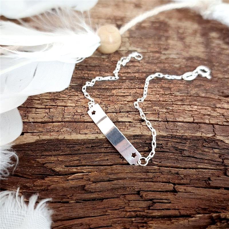 PULSEIRA PRATA 925 INFANTIL PLAQUINHA ESTRELA