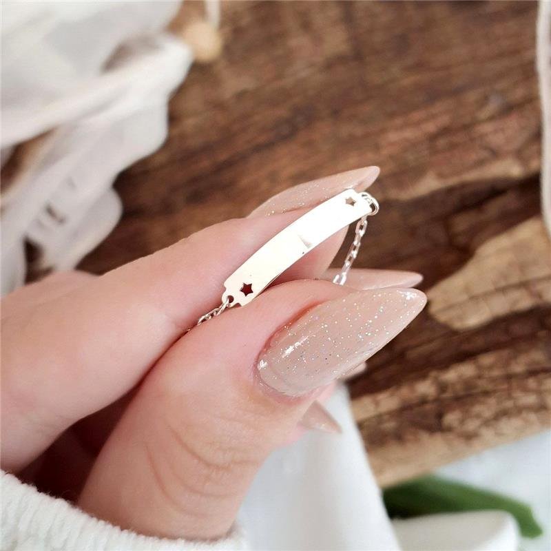 PULSEIRA PRATA 925 INFANTIL PLAQUINHA ESTRELA