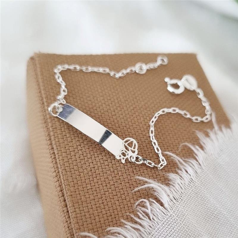 PULSEIRA PRATA 925 INFANTIL PLAQUINHA MENINO