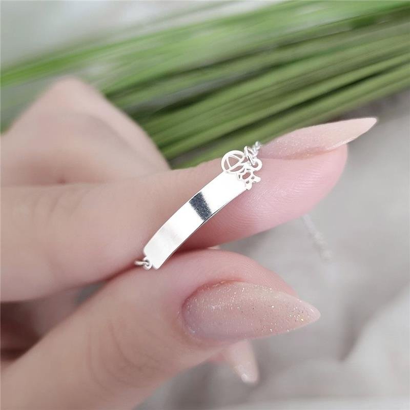 PULSEIRA PRATA 925 INFANTIL PLAQUINHA MENINO