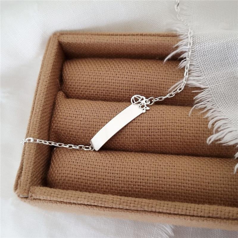 PULSEIRA PRATA 925 INFANTIL PLAQUINHA MENINO