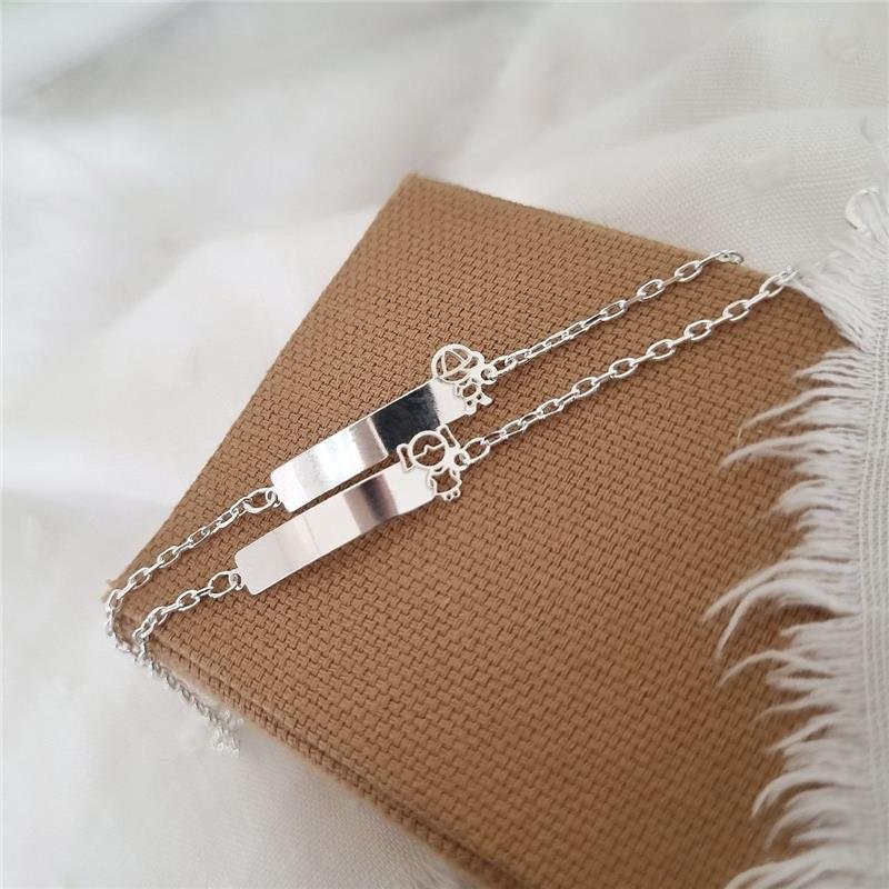 PULSEIRA PRATA 925 INFANTIL PLAQUINHA MENINO