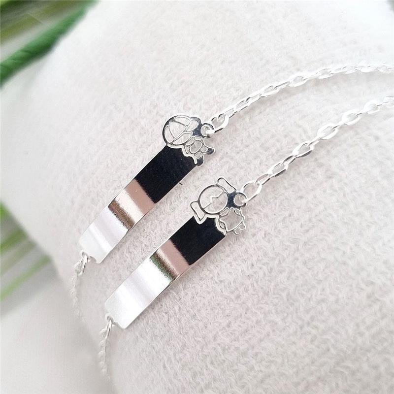 PULSEIRA PRATA 925 INFANTIL PLAQUINHA MENINO