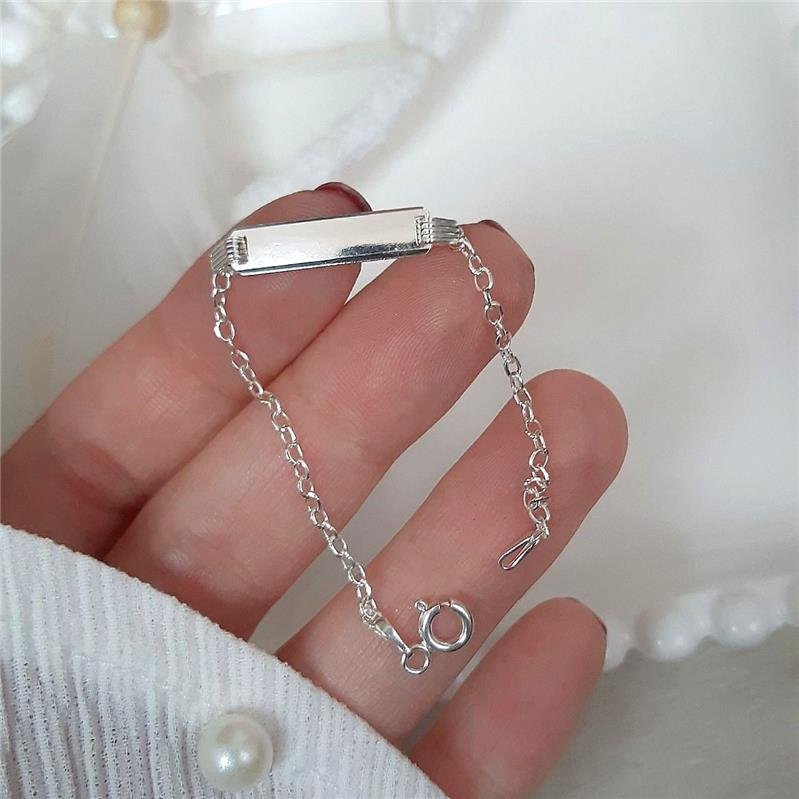 PULSEIRA PRATA 925 INFANTIL PLAQUINHA PARA GRAVAR NOME