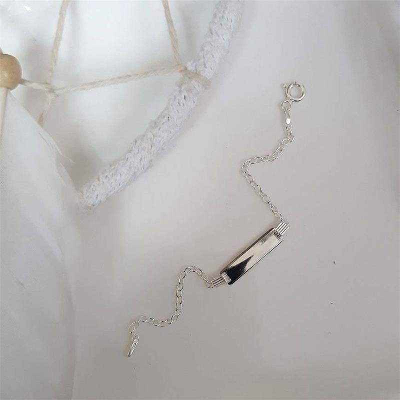 PULSEIRA PRATA 925 INFANTIL PLAQUINHA PARA GRAVAR NOME