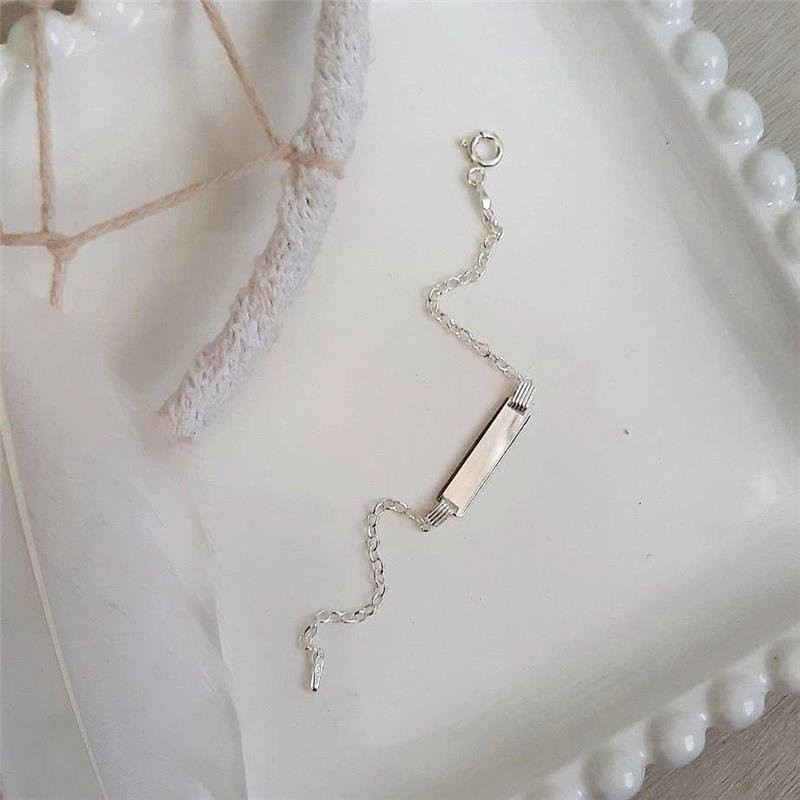 PULSEIRA PRATA 925 INFANTIL PLAQUINHA PARA GRAVAR NOME