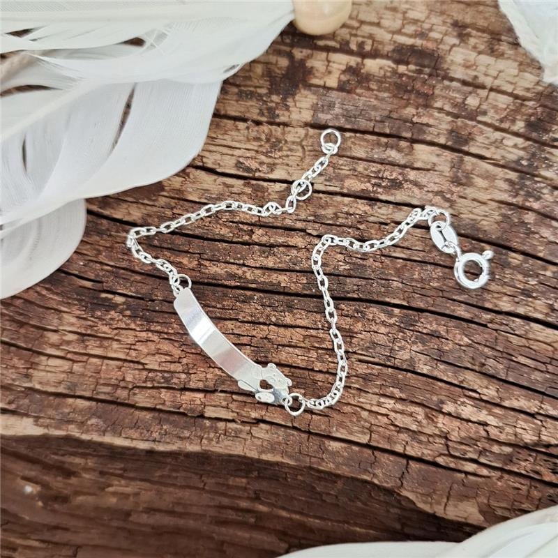 PULSEIRA PRATA 925 INFANTIL PLAQUINHA URSO