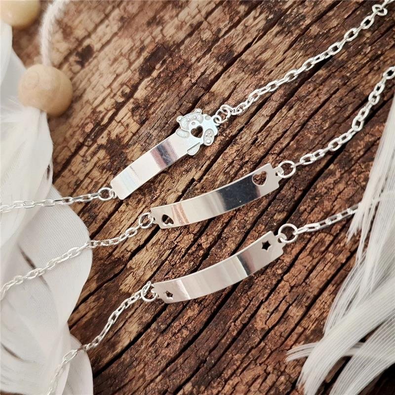 PULSEIRA PRATA 925 INFANTIL PLAQUINHA URSO