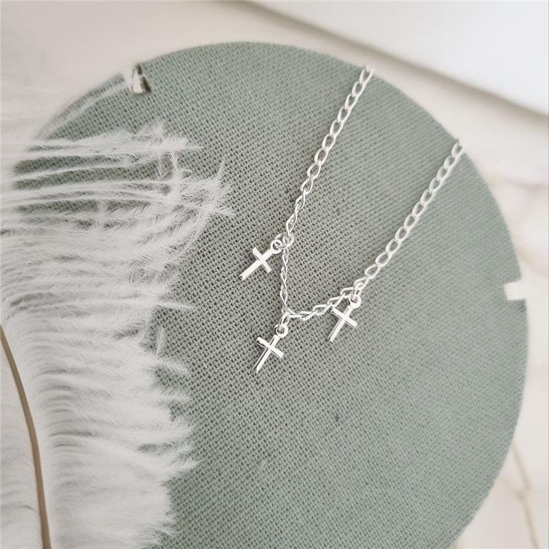 PULSEIRA PRATA 925 INFANTIL TRÊS CRUZES