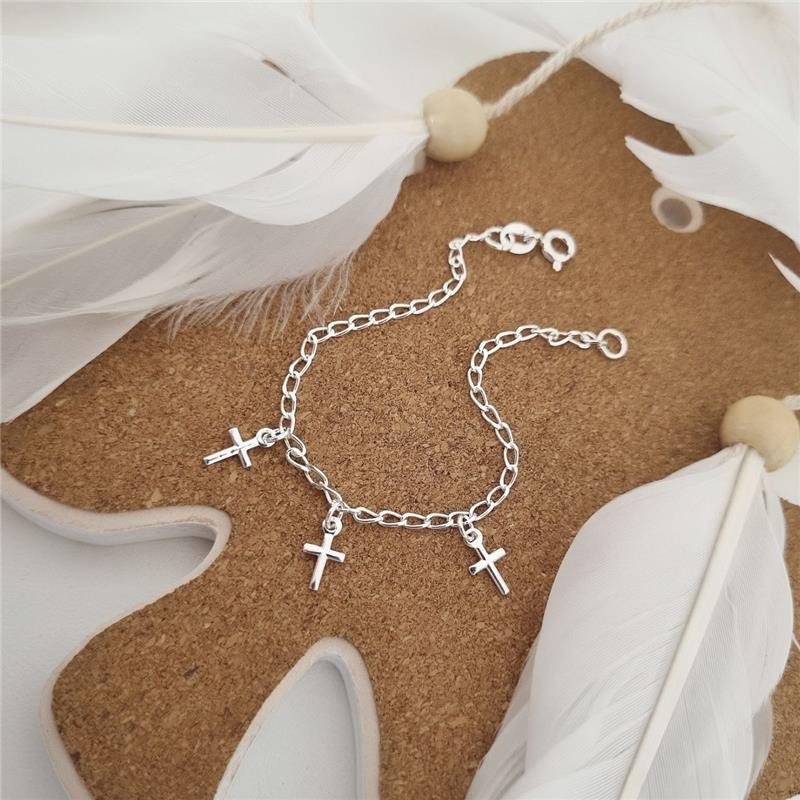 PULSEIRA PRATA 925 INFANTIL TRÊS CRUZES