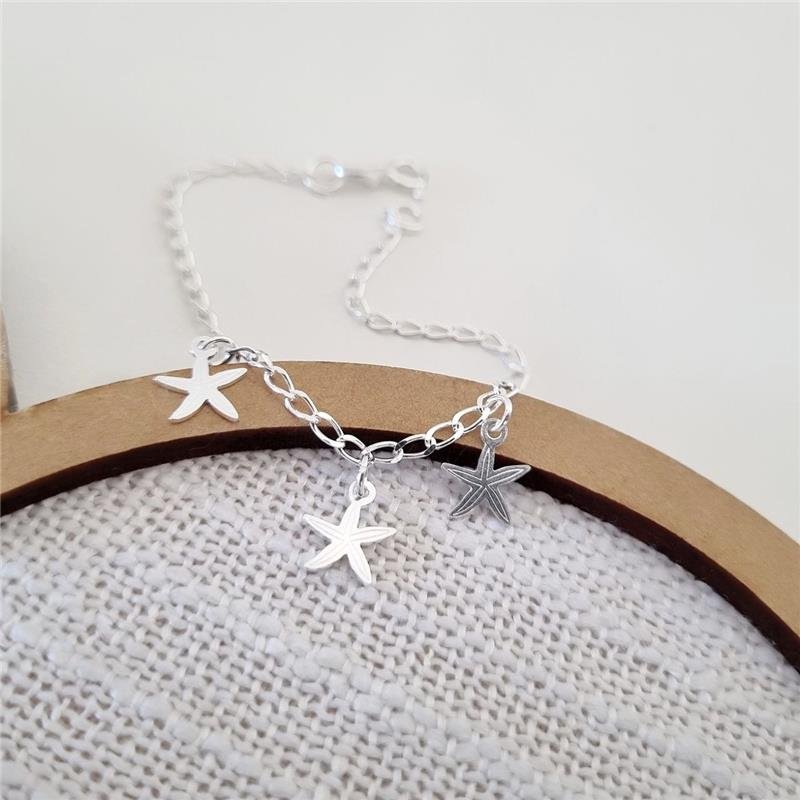 PULSEIRA PRATA 925 INFANTIL TRÊS ESTRELAS DO MAR