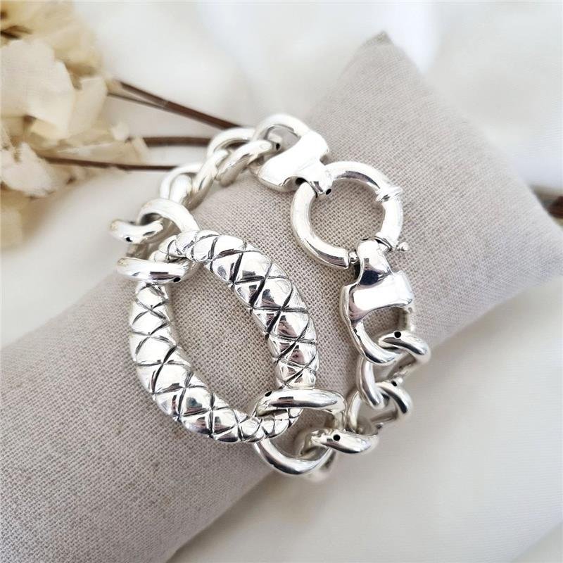 PULSEIRA PRATA 925 LUXO ELOS GRANDES ELETRROFORMAÇÃO