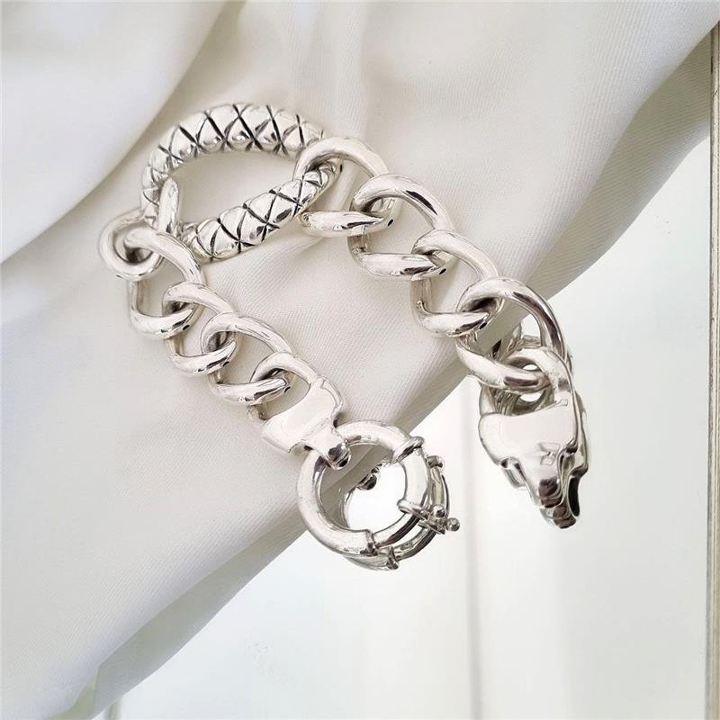 PULSEIRA PRATA 925 LUXO ELOS GRANDES ELETRROFORMAÇÃO