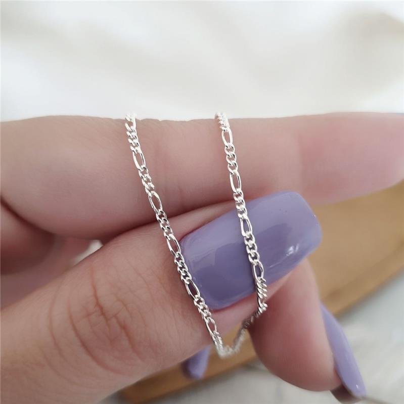 PULSEIRA PRATA 925 MASCULINA ELOS FÍGARO 3X1 1MM