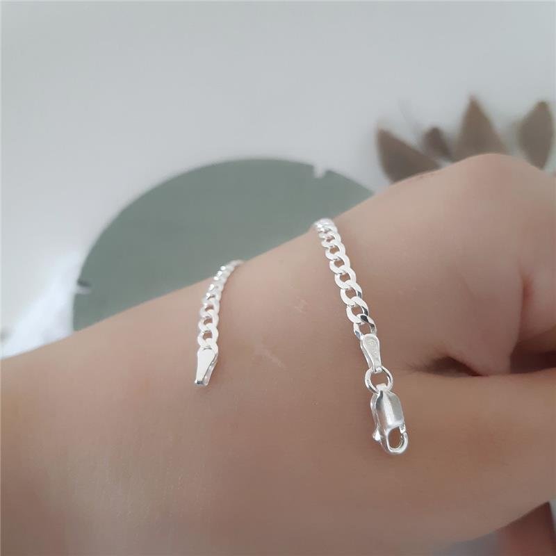 PULSEIRA PRATA 925 MASCULINA ELOS GROUMETT 1X1 3MM