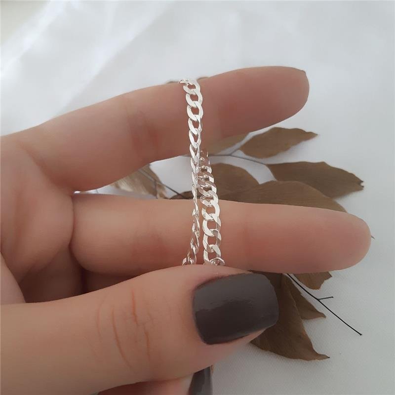 PULSEIRA PRATA 925 MASCULINA ELOS GROUMETT 1X1 4MM